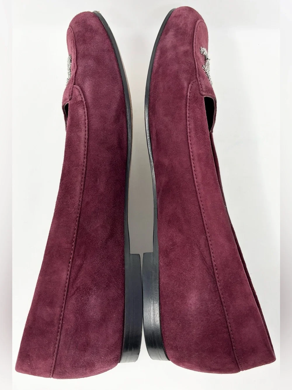 Chanel CC Logo Suede Loafers Burgundy Size 37 Size US 7